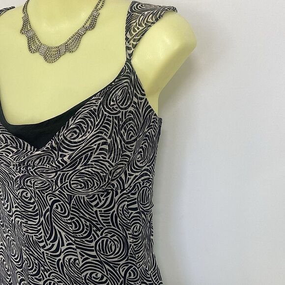 BCBG Dress Geometric Drop Waist Panel Skirt Silk Sz 6 Excellent - Picture 6 of 8